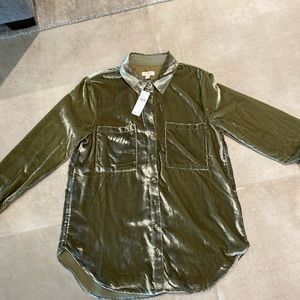 Pilcro velvet bottom down shirt Moss